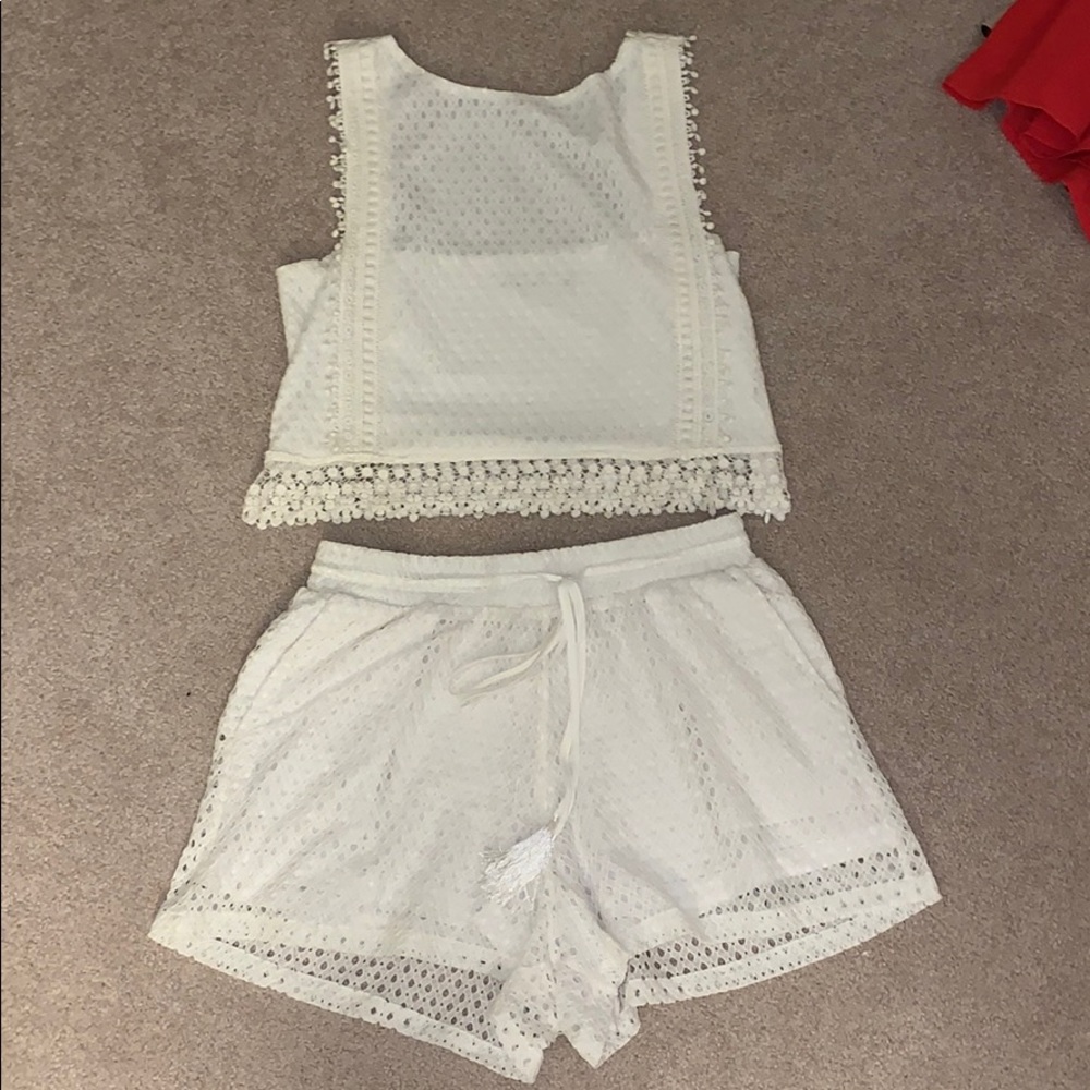 Bishop and young white shorts matching set